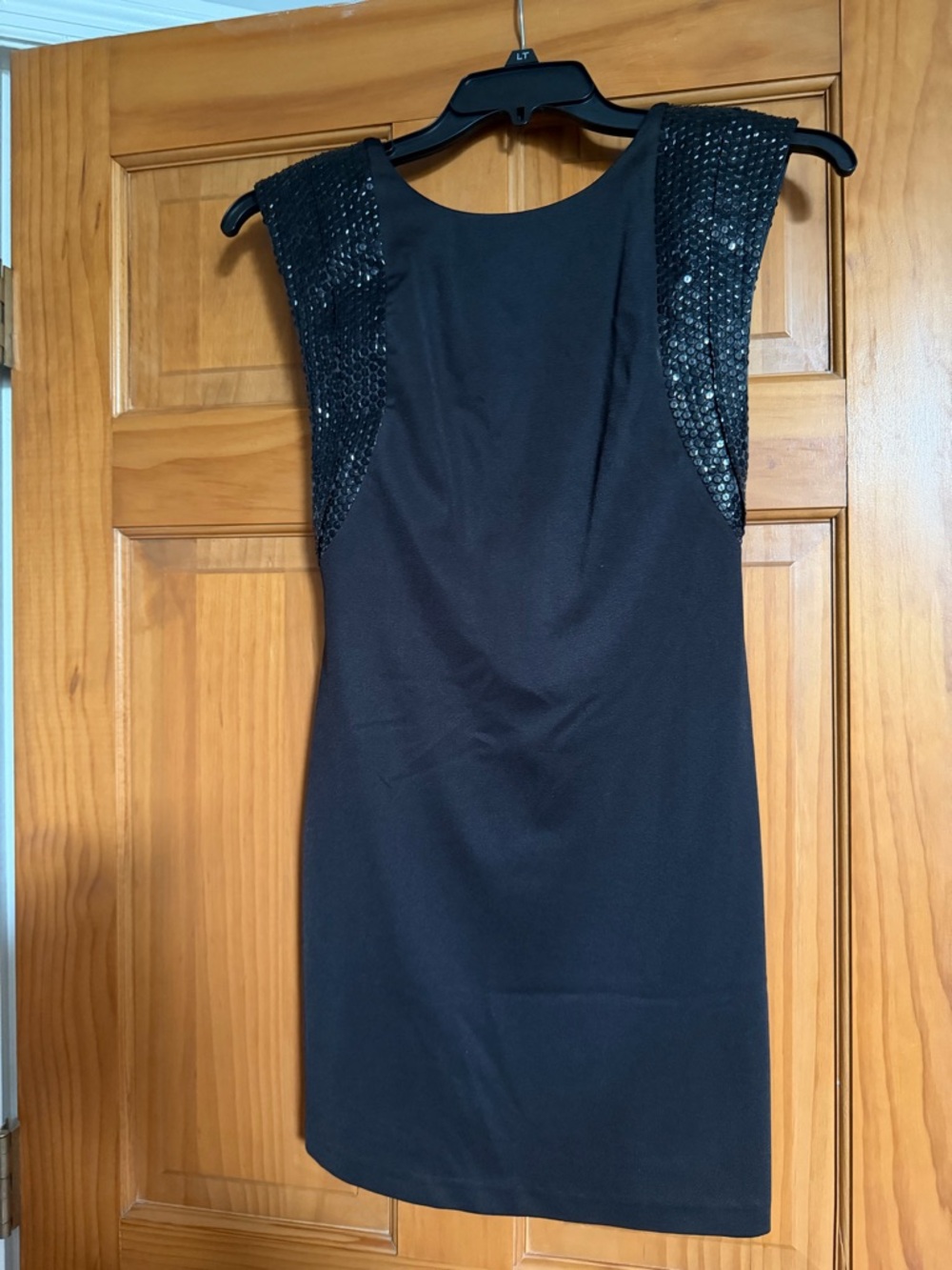 Aqua Black Sequin-Trim Mini Dress